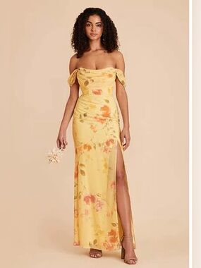 Birdy Grey Yellow Floral Strapless Maxi Dress